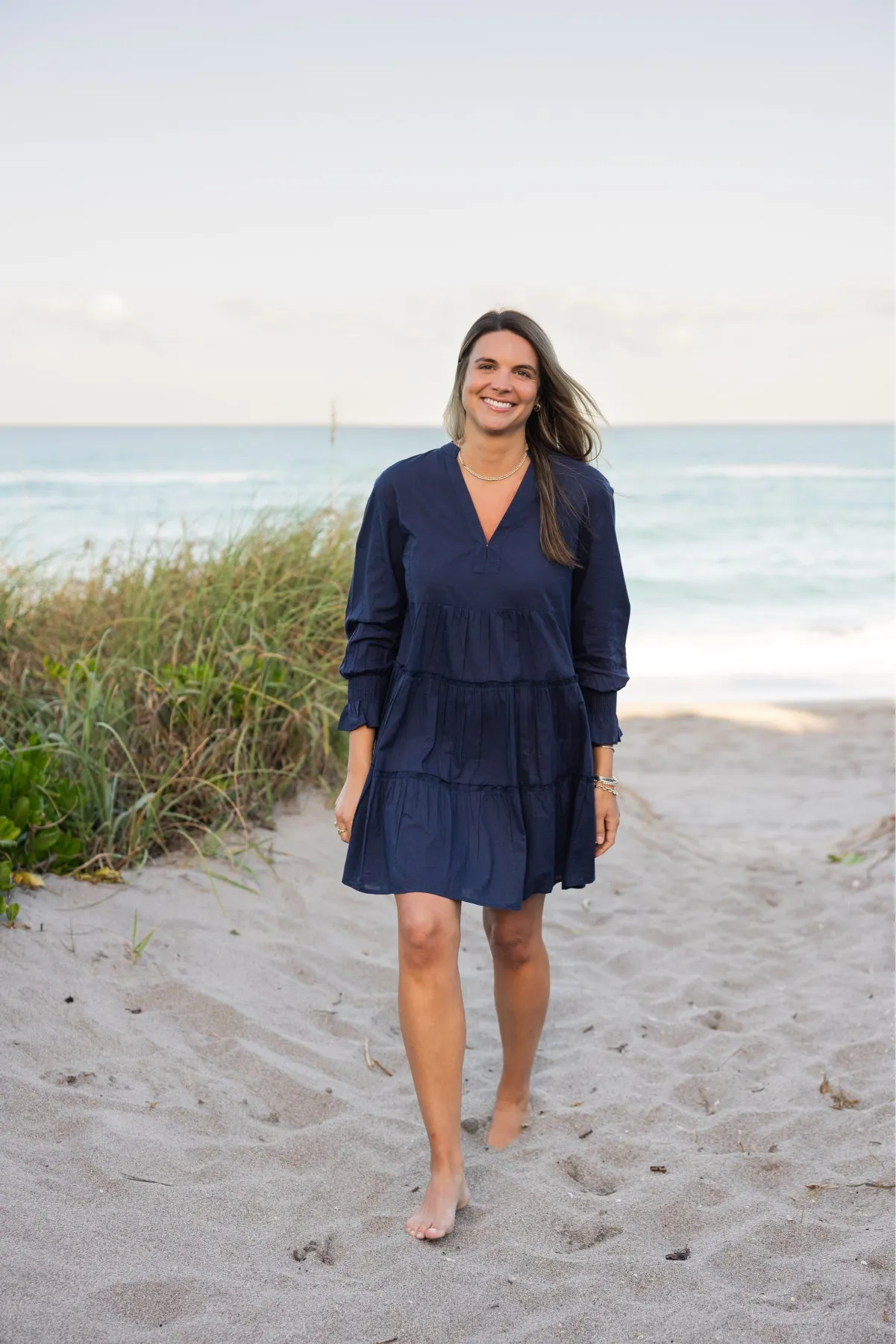 Seasonal Style Chill Design Dover Dress Solid Navy