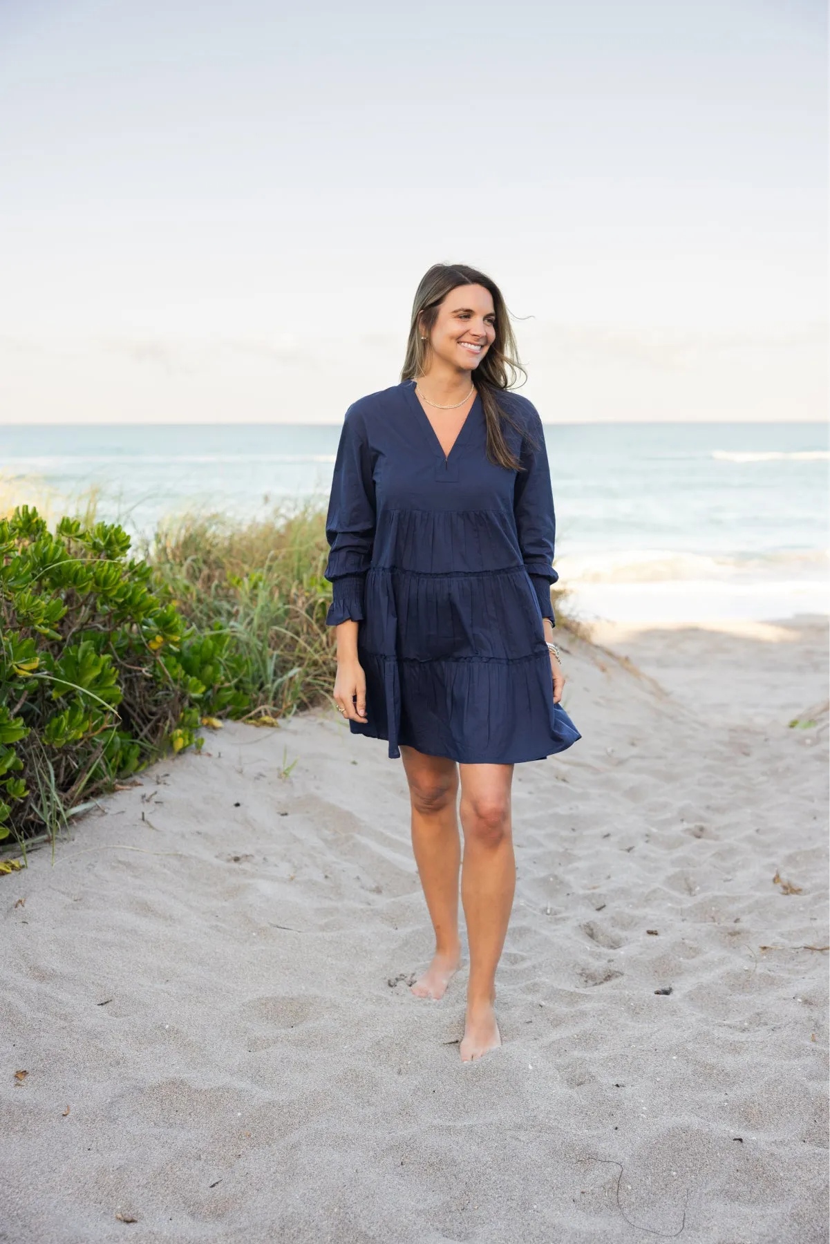 Versatile Layering Dover Dress Solid Navy