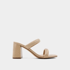 Farah Snake Print Heel in Taupe Hypoallergenic Lining RawHemDetail