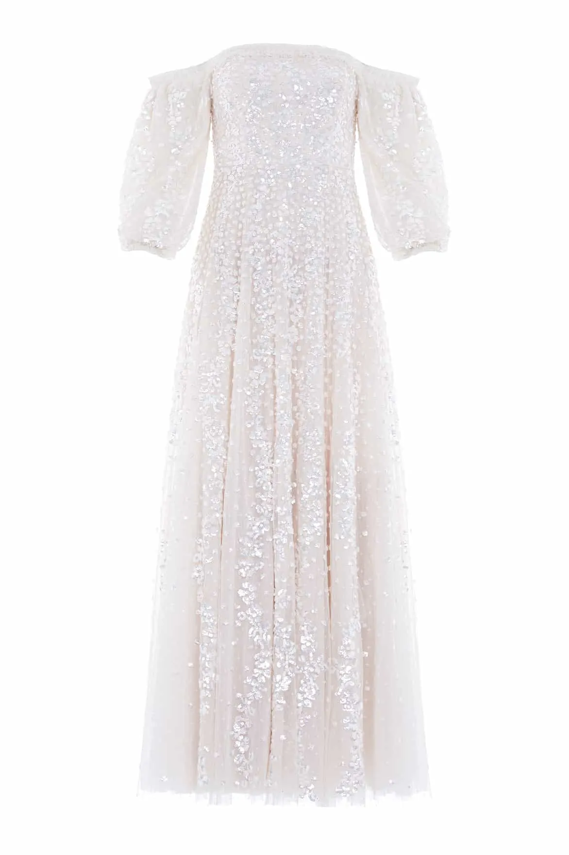 Soft Layering Fashionable Design Confetti Gloss Off-Shoulder Gown