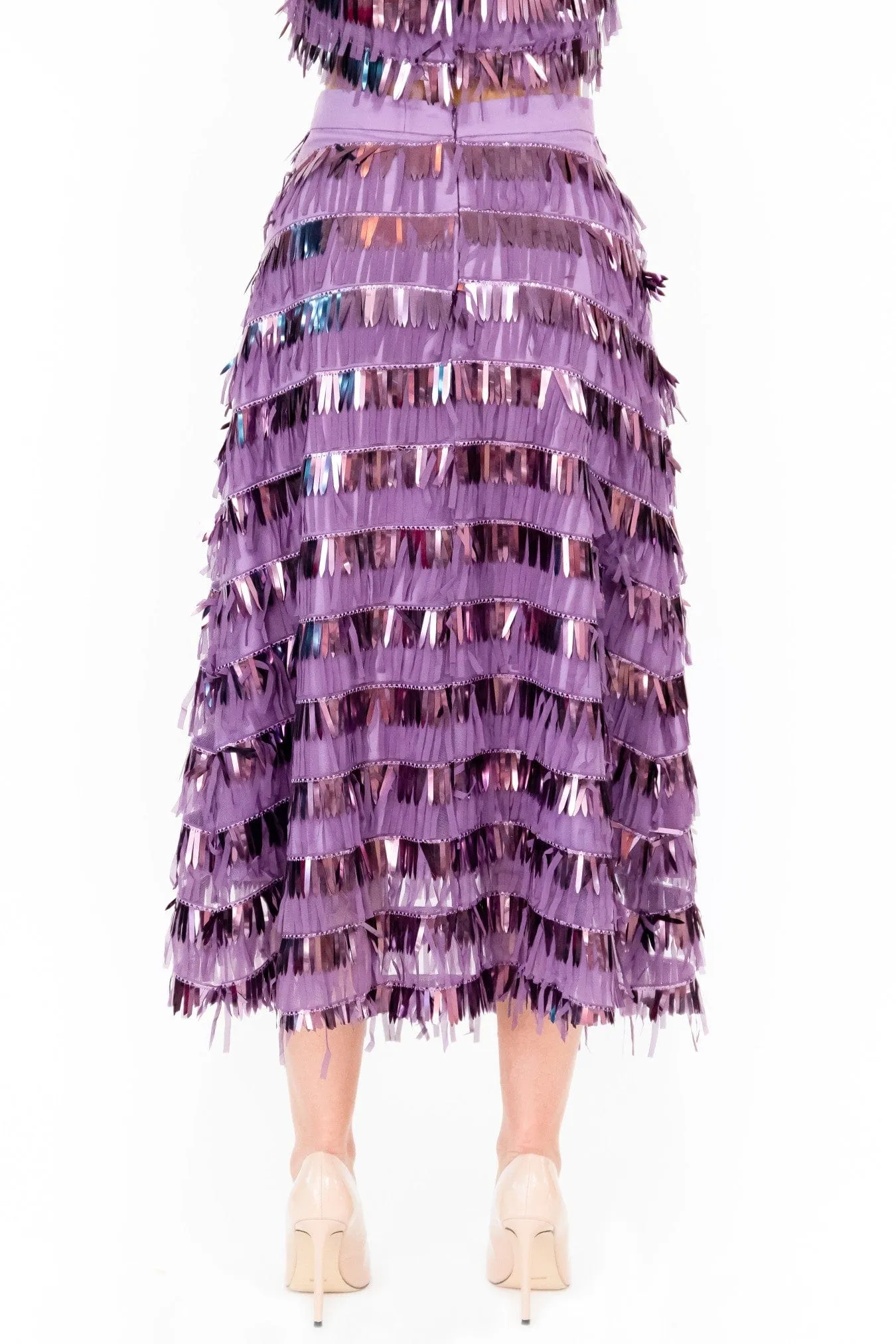 Jasmini Midi Skirt - Liliac Fringe Tear Resistant Material