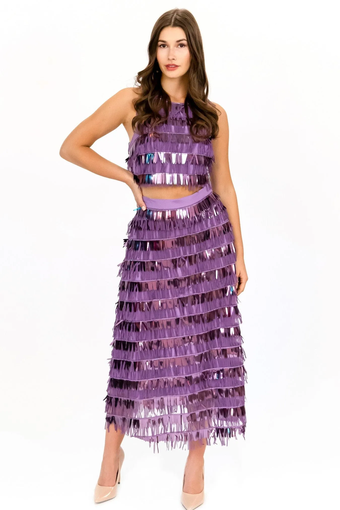 Maxi length Urban Edge Jasmini Midi Skirt - Liliac Fringe