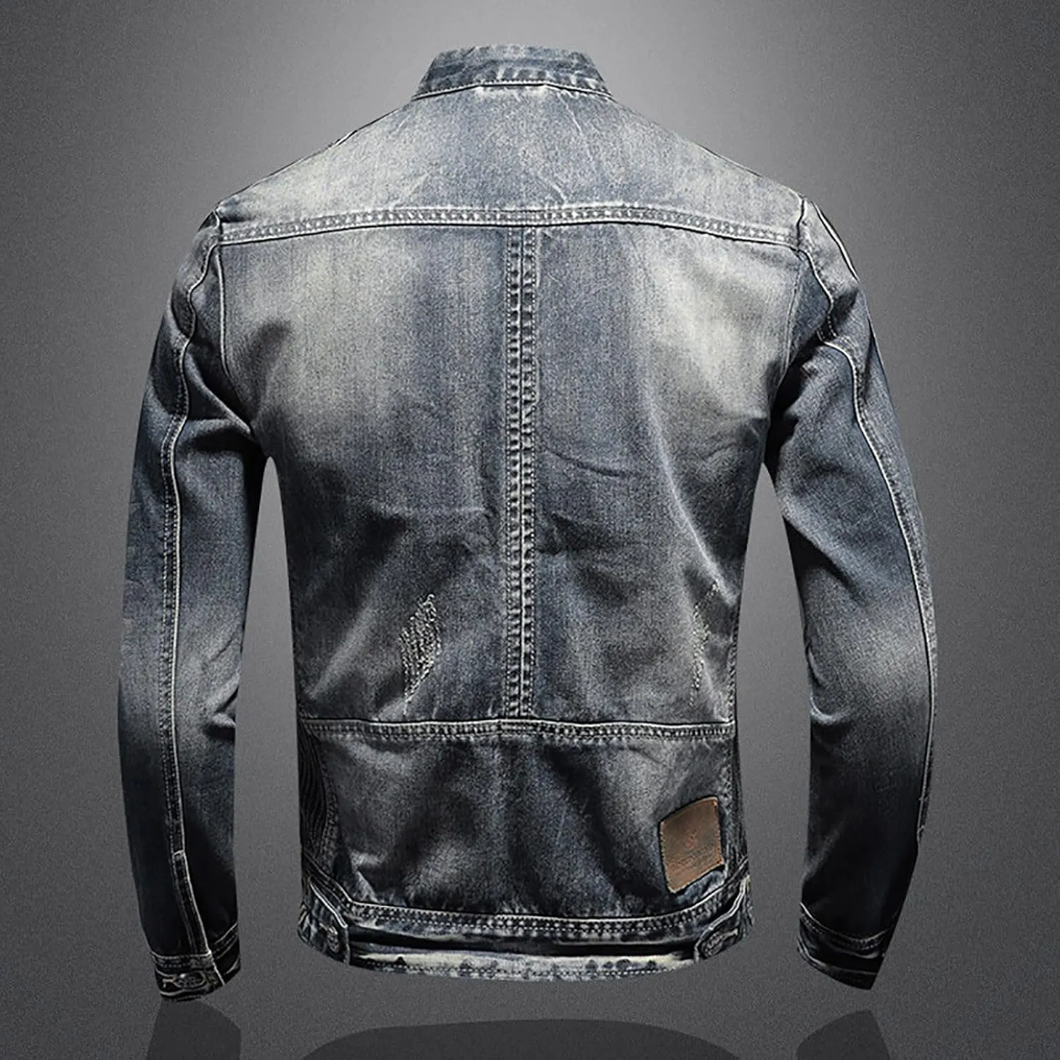 Fashion Mens Denim Trucker Jackets Slim Fit Mens Jeans Jacket Cotton Outwear Coat Long Sleeve Plus Size Denim Jacket