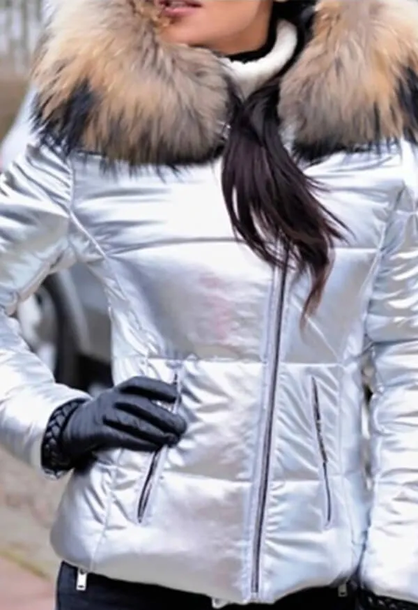 Fashion Solid Color Thick Fur Collar Down Jacket