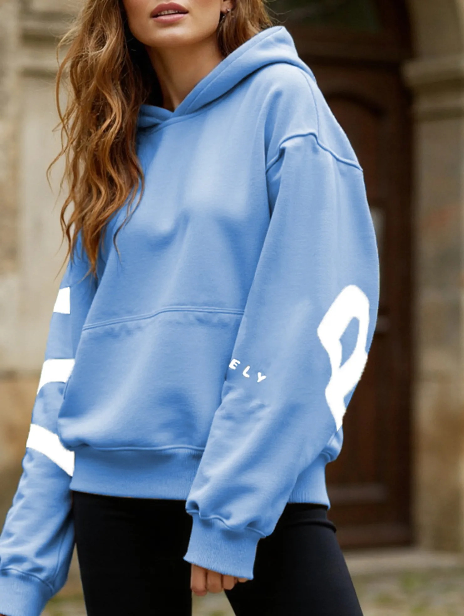 Yarn Dyed Stripes Fashionable thickened loose hooded sweatshirt