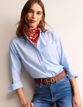 Breathable Microfiber Connie Relaxed Cotton Shirt-Blue Oxford