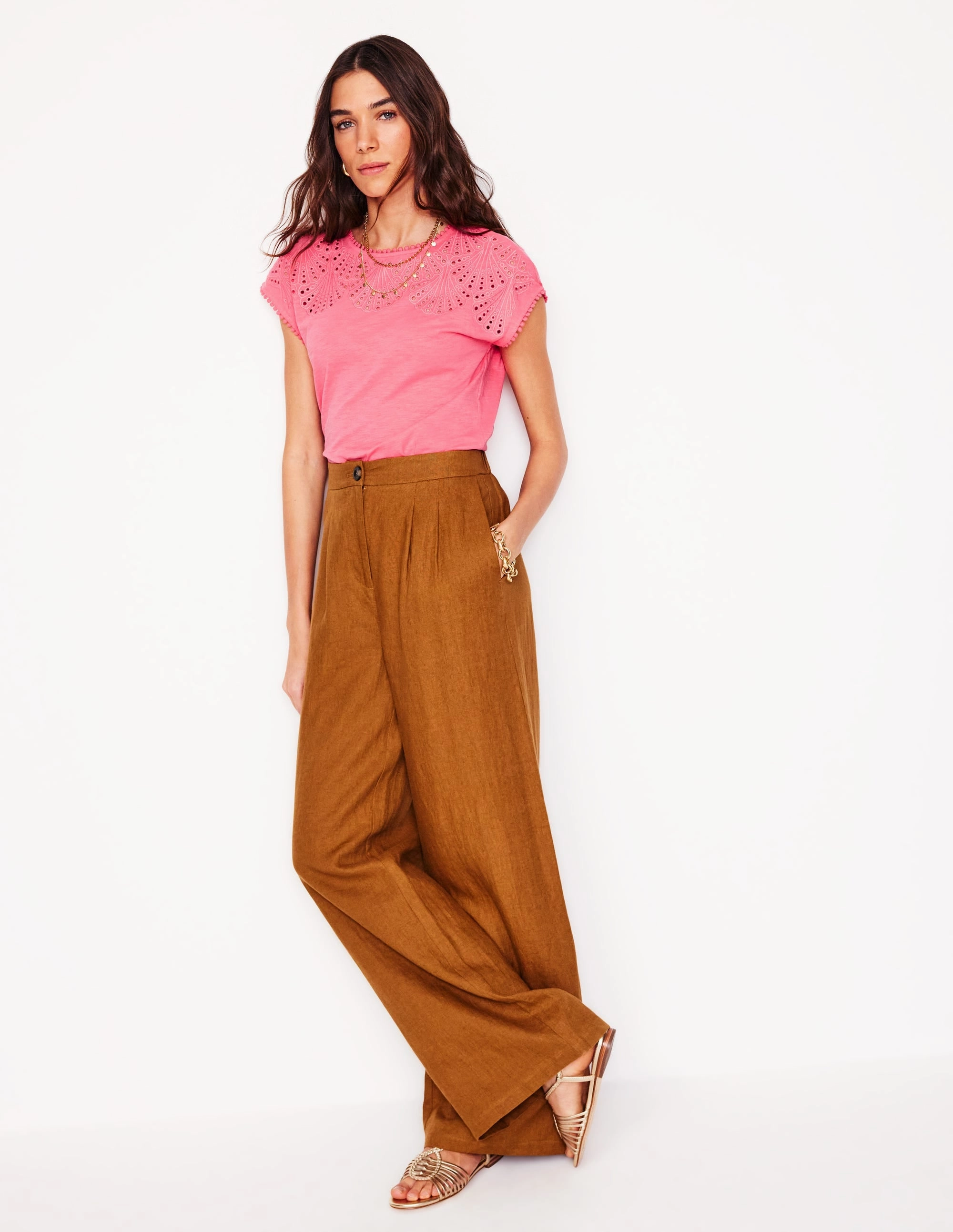Anya Broderie T-shirt-Azalea Pink Summer Sweater