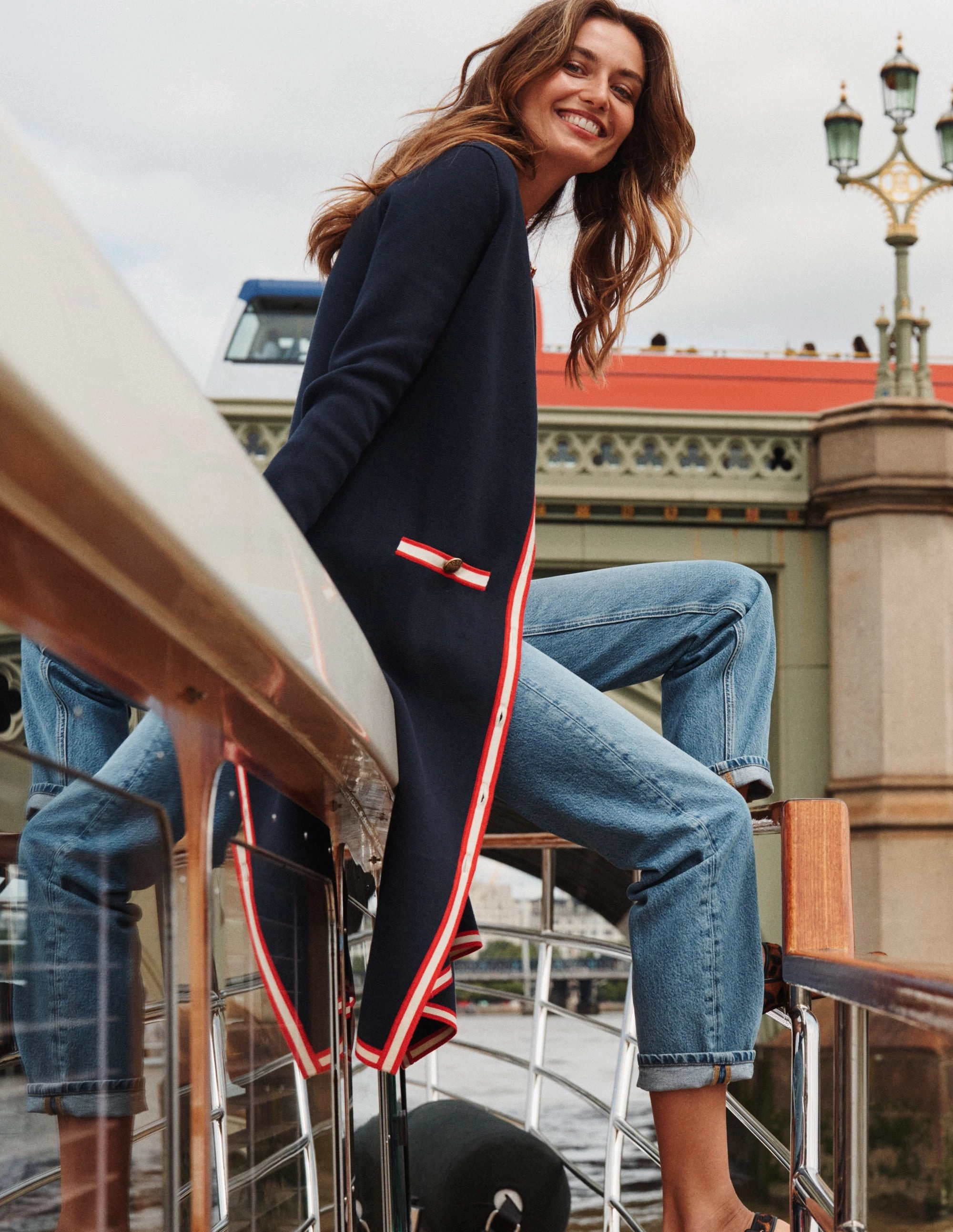Effortless Comfort Holly Longline Jacket-Navy
