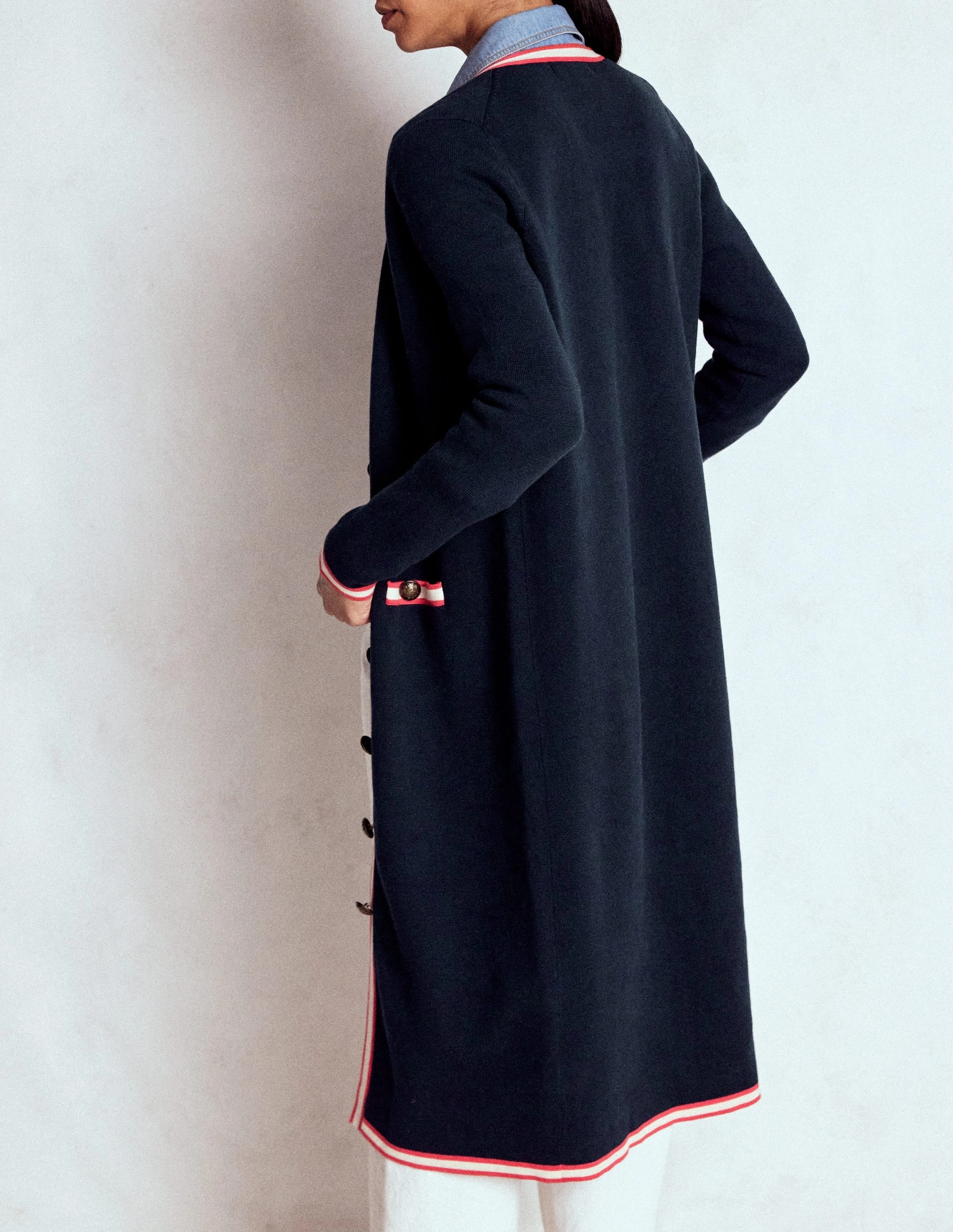 Thermoregulating Technology Circular Knit Design Holly Longline Jacket-Navy
