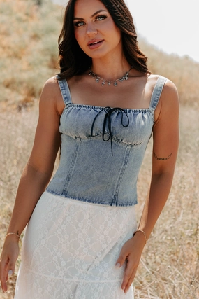 Formal Tank BiodegradableFabric Fast Lane Living Denim Bustier Top (Denim)