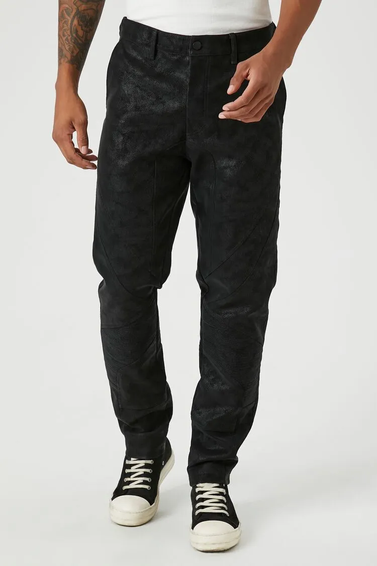 Faux Suede Slim-Fit Pants