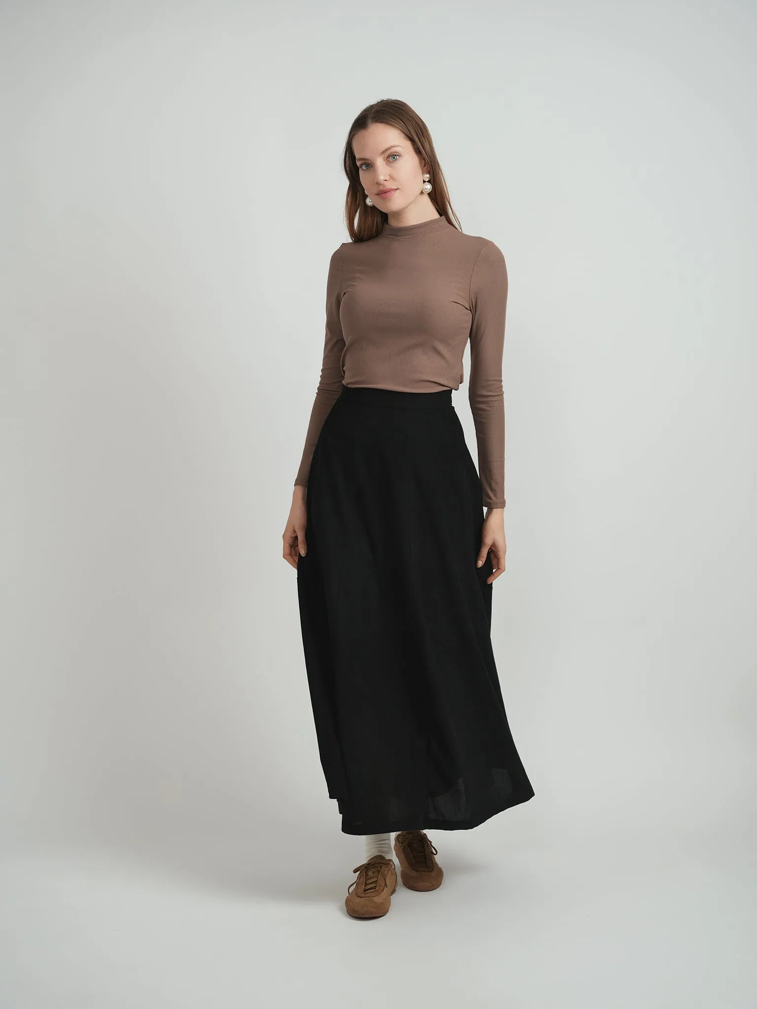 Faves Black Corduroy Maxi Trumpet Skirt WB5CM1707SL Handmade Quality