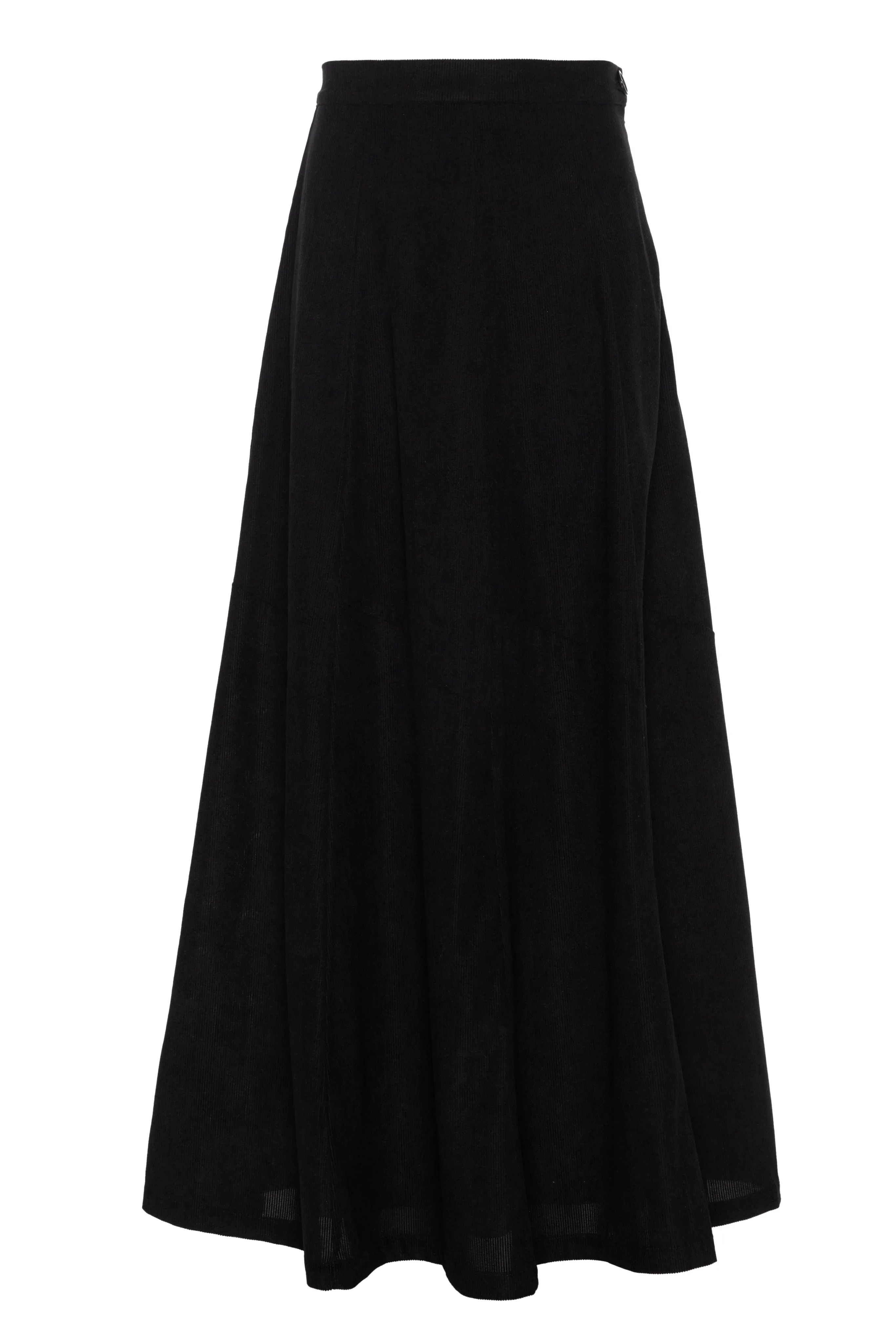 Faves Black Corduroy Maxi Trumpet Skirt WB5CM1707SL Luxury Trim Breathable Material