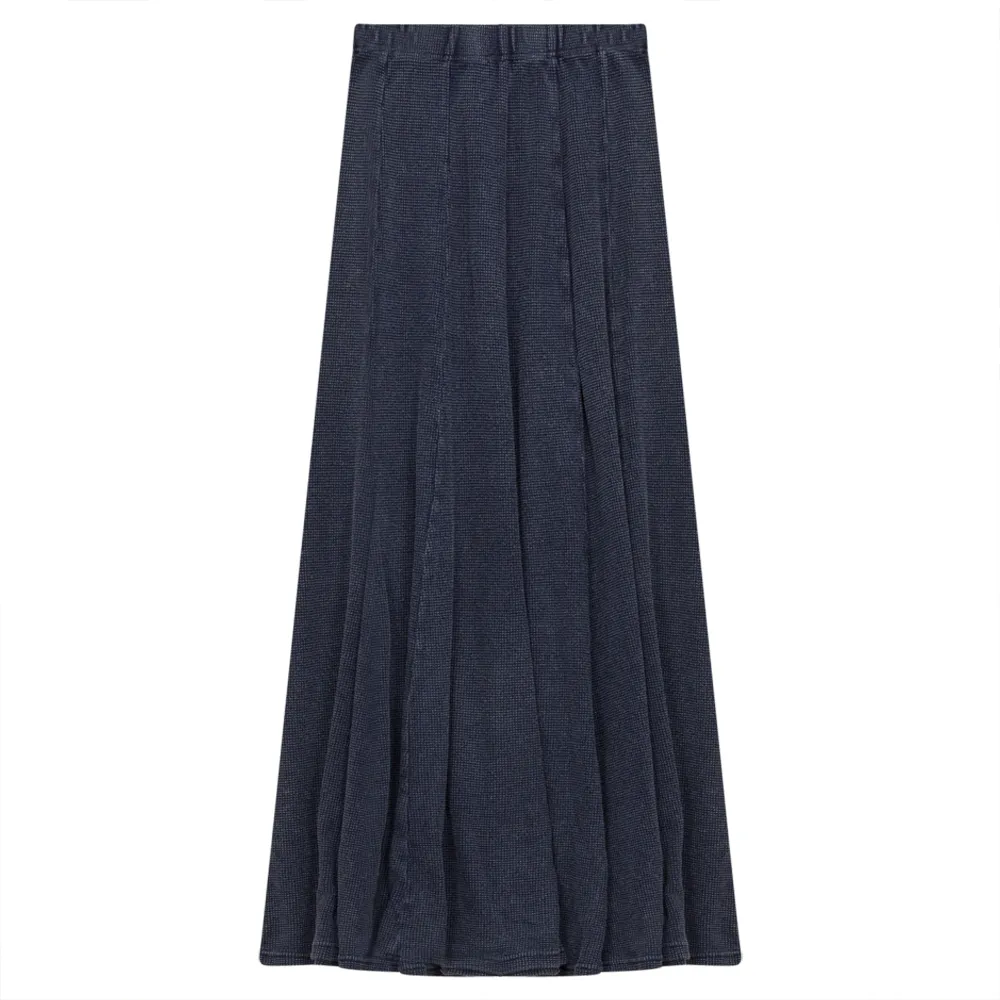 Reinforced Hemline Faves Dark Denim Wash Waffle Paneled Maxi SB3CM8403SLW