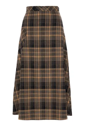Natural Mood Faves Olive Plaid Corduroy Pocket Skirt WB5CM1667SM