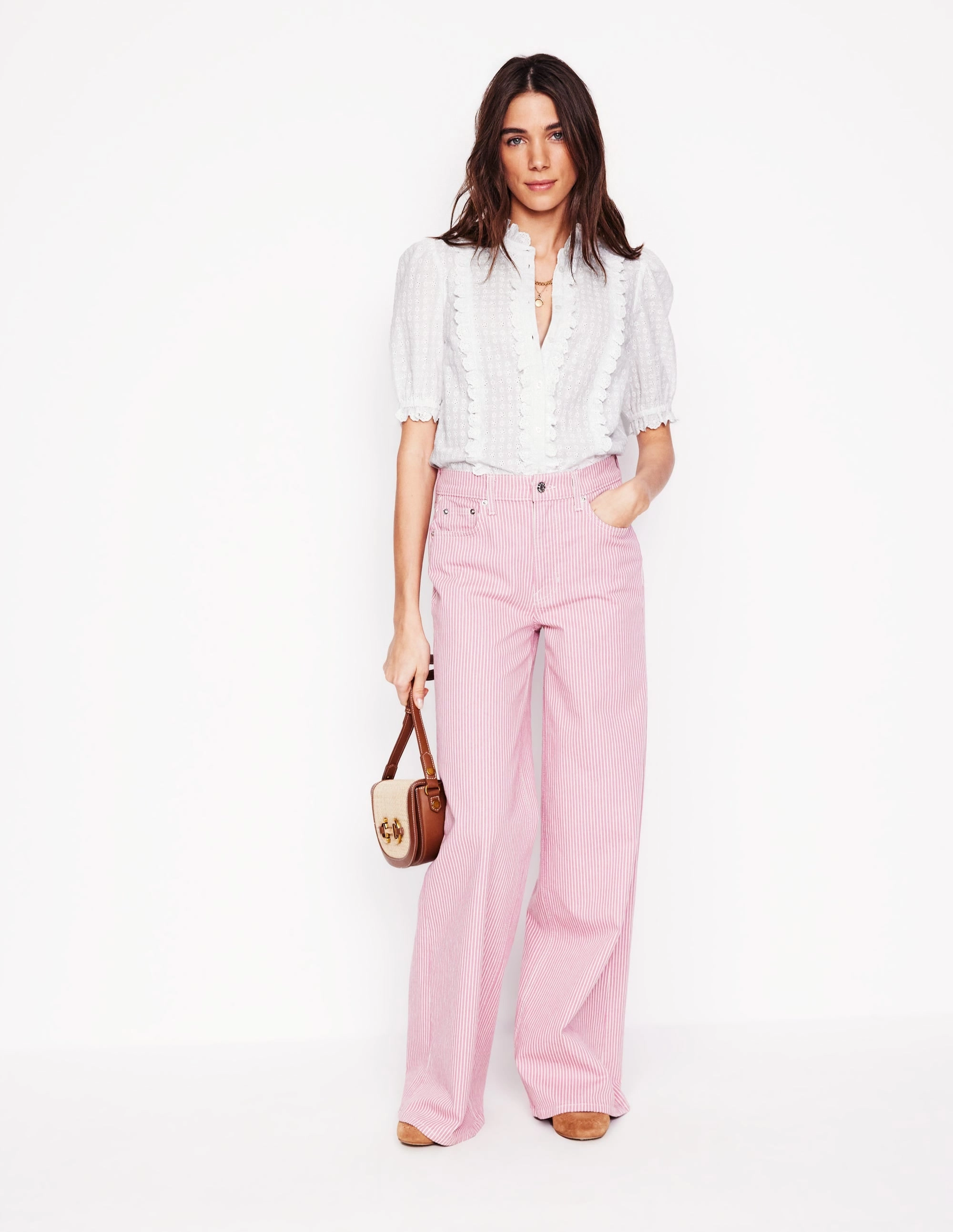 Feminine Cotton Blouse-White ReinforcedEdges