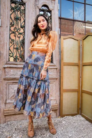 High Rise Fenella Maxi Tiered Velvet Skirt