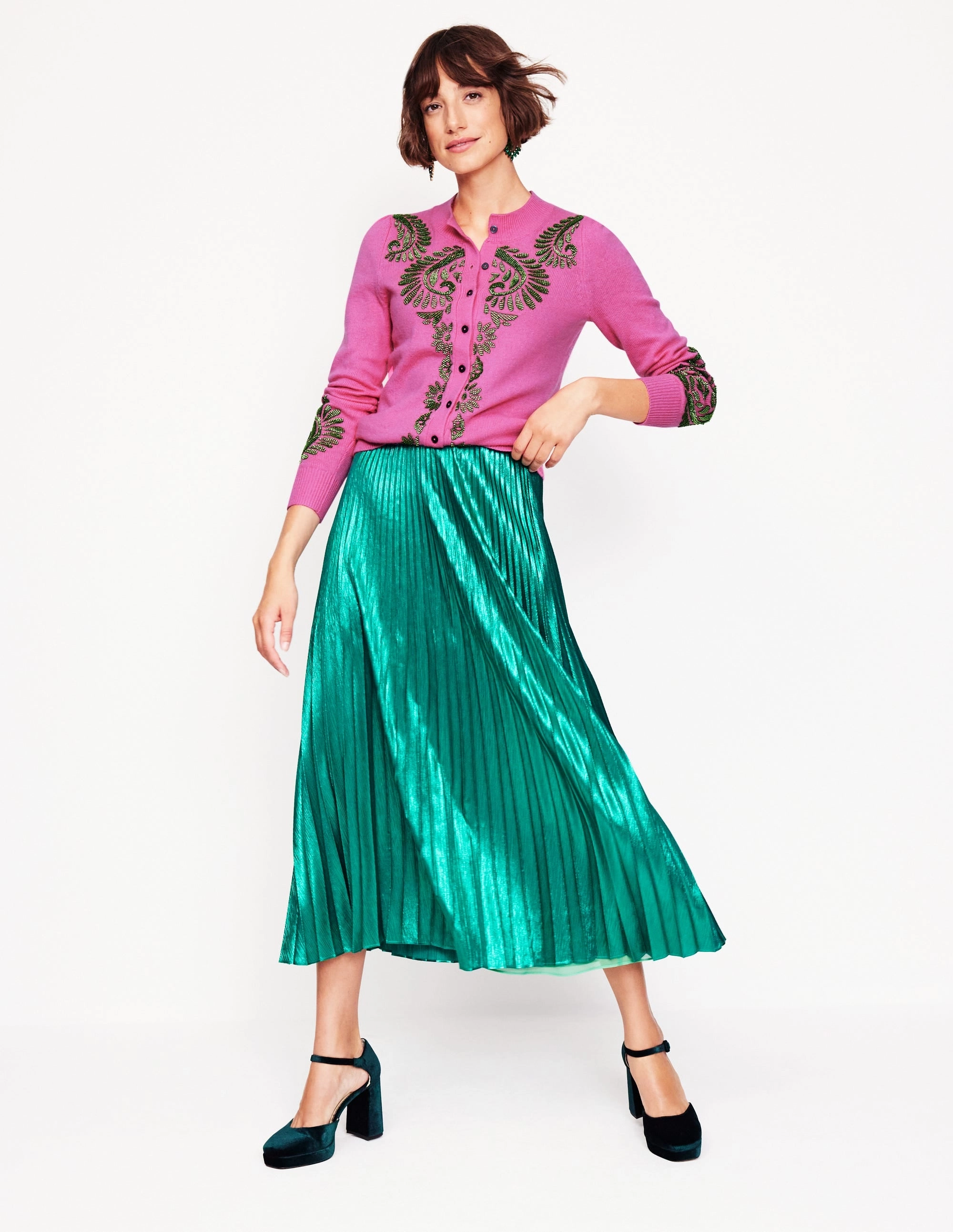 FadeResistant Dye UPF Protection Fenella Embellished Cardigan-Party Pink