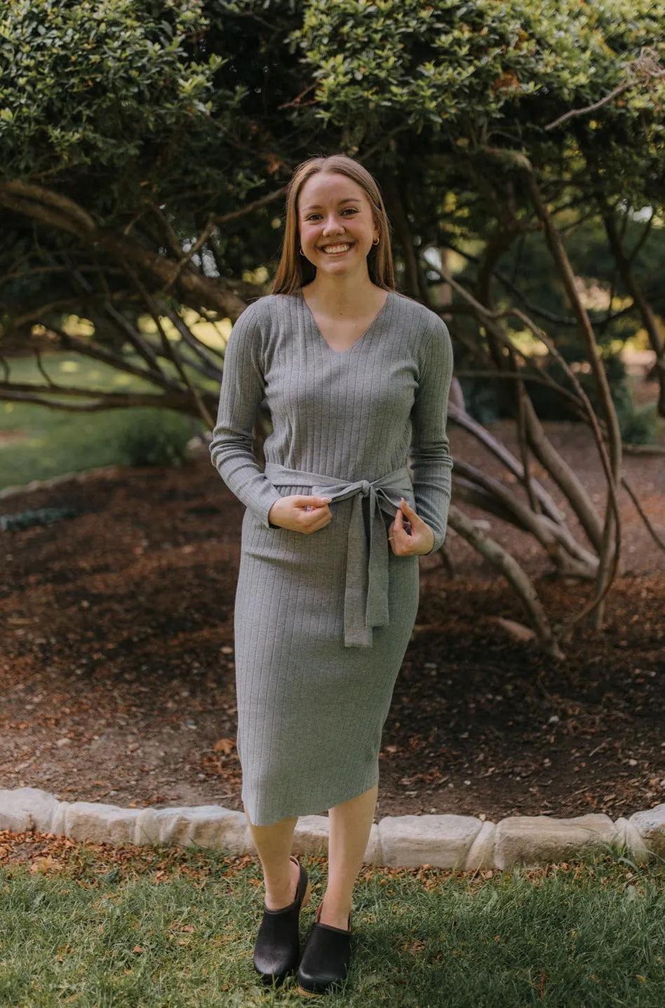 Amy Dress Heather Grey Soft and Chic