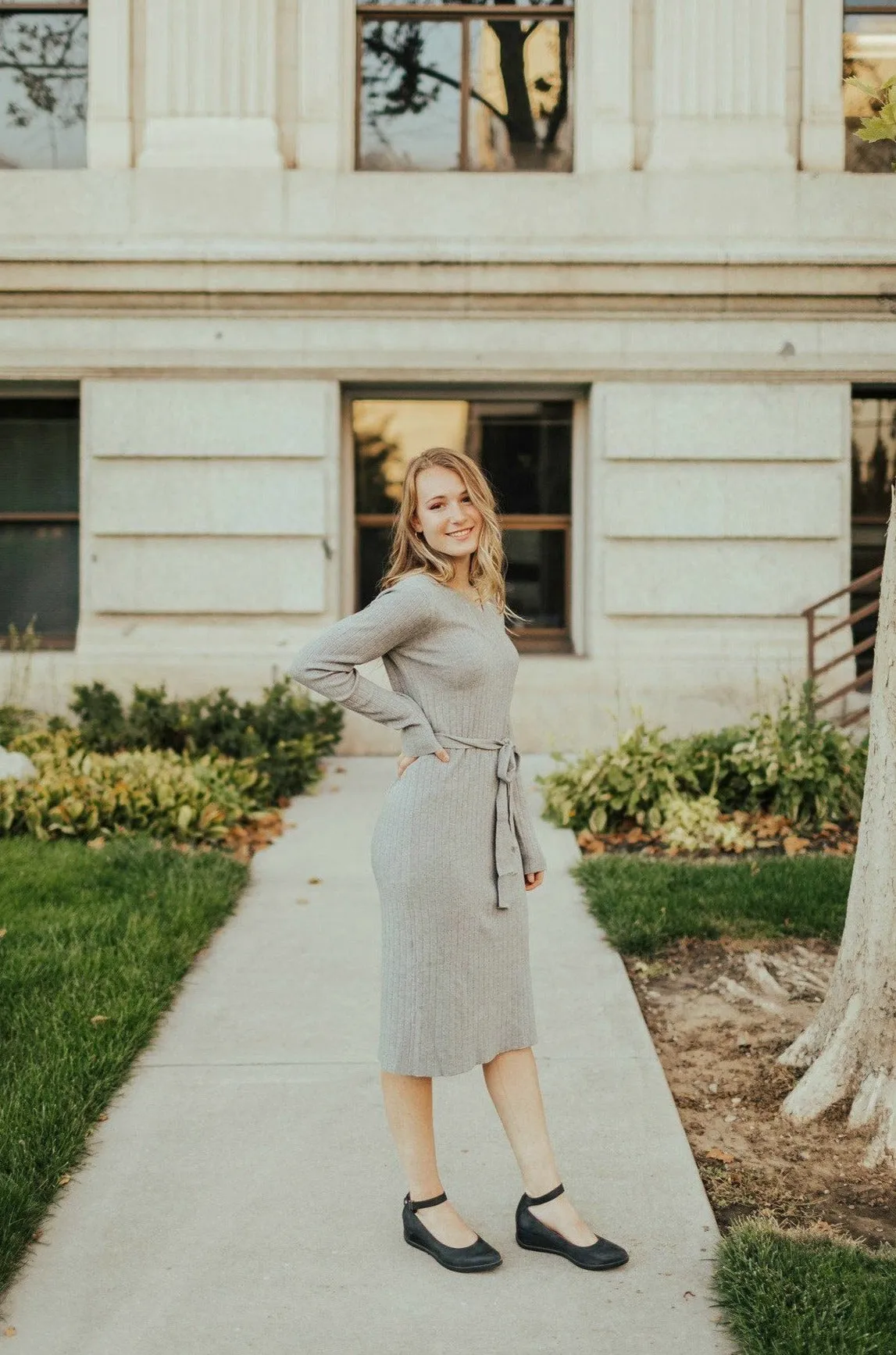 Amy Dress Heather Grey Clean Finish Mood Flex