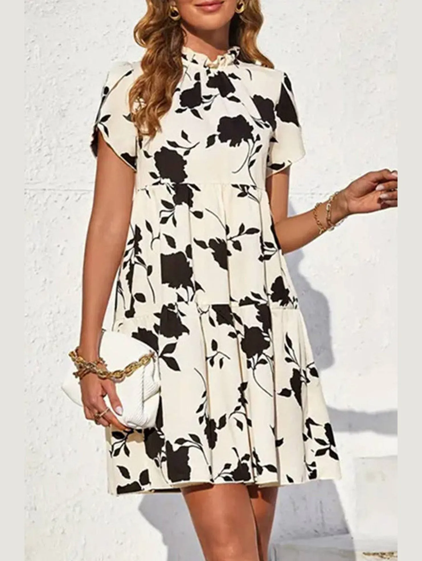 DOLL COLLAR DRESS WITH WOODEN EARS_CWDSD3556 Semi Casual