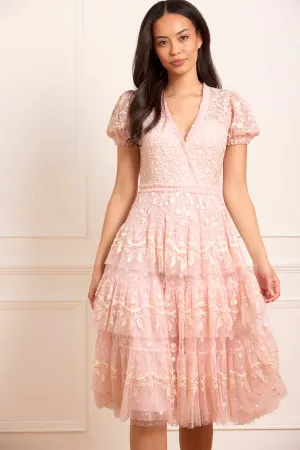 Layered Lace Midaxi Dress Night Party Fall Piece