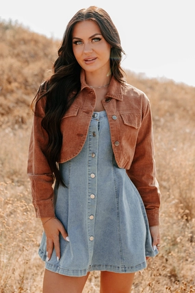 Good To Go Corduroy Crop Jacket (Antique Sienna) Dry clean only