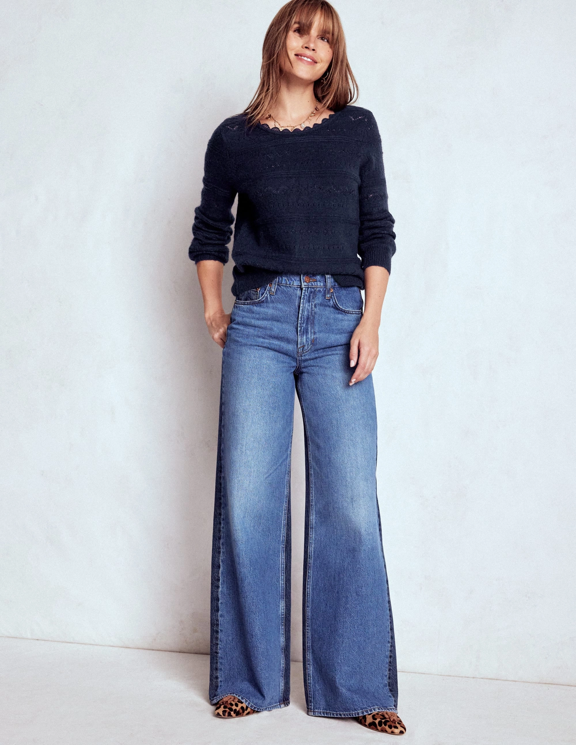 Leticia Lace Trim Jumper-Navy Polished Feel