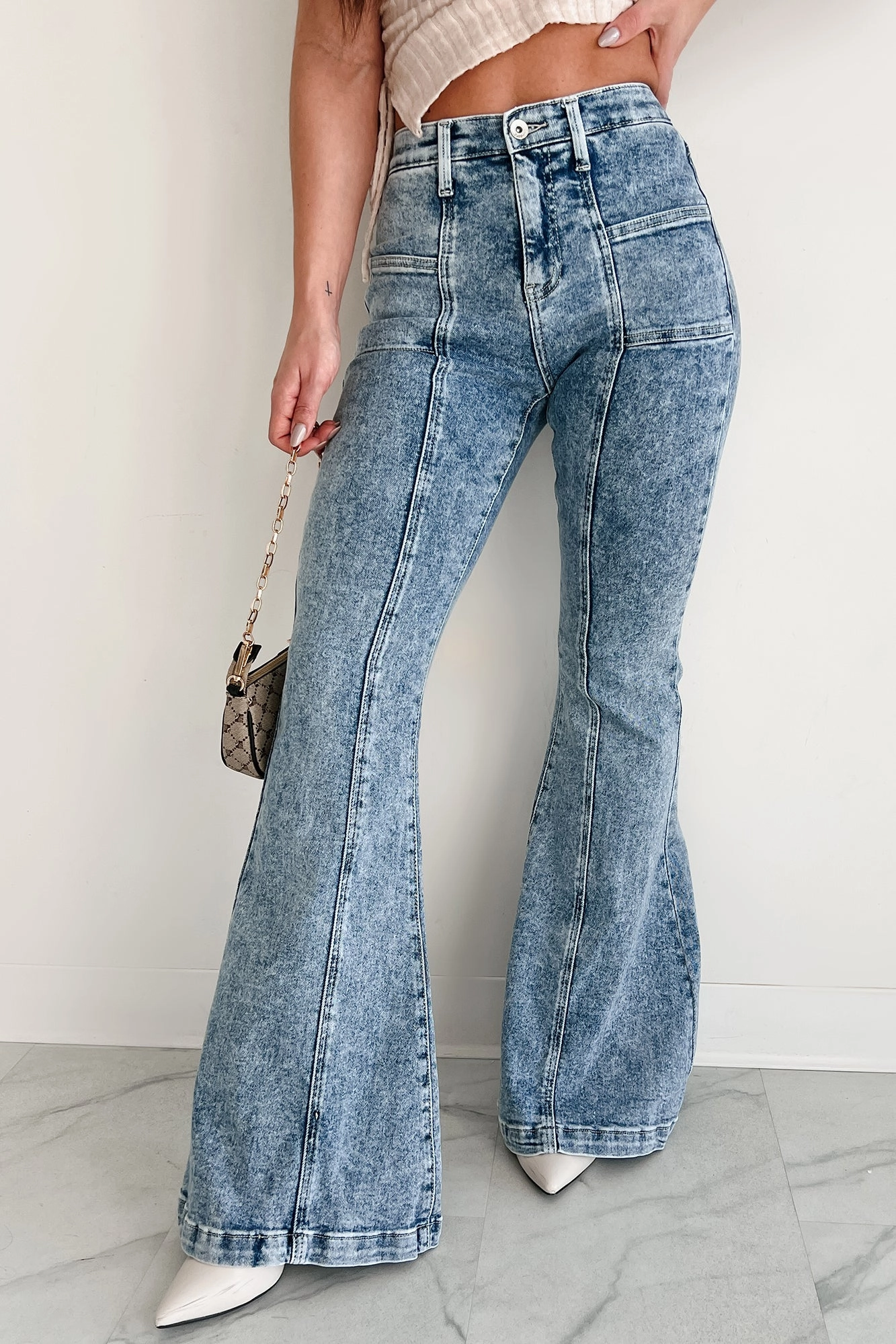 AbrasionResistantPanels Mirella High Rise Boot Cut Special A Jeans (Medium Dark)