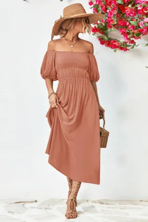 Classy Look A STRAIGHT SHOULDER SHORT SLEEVE LONG DRESS_CWDMD1212