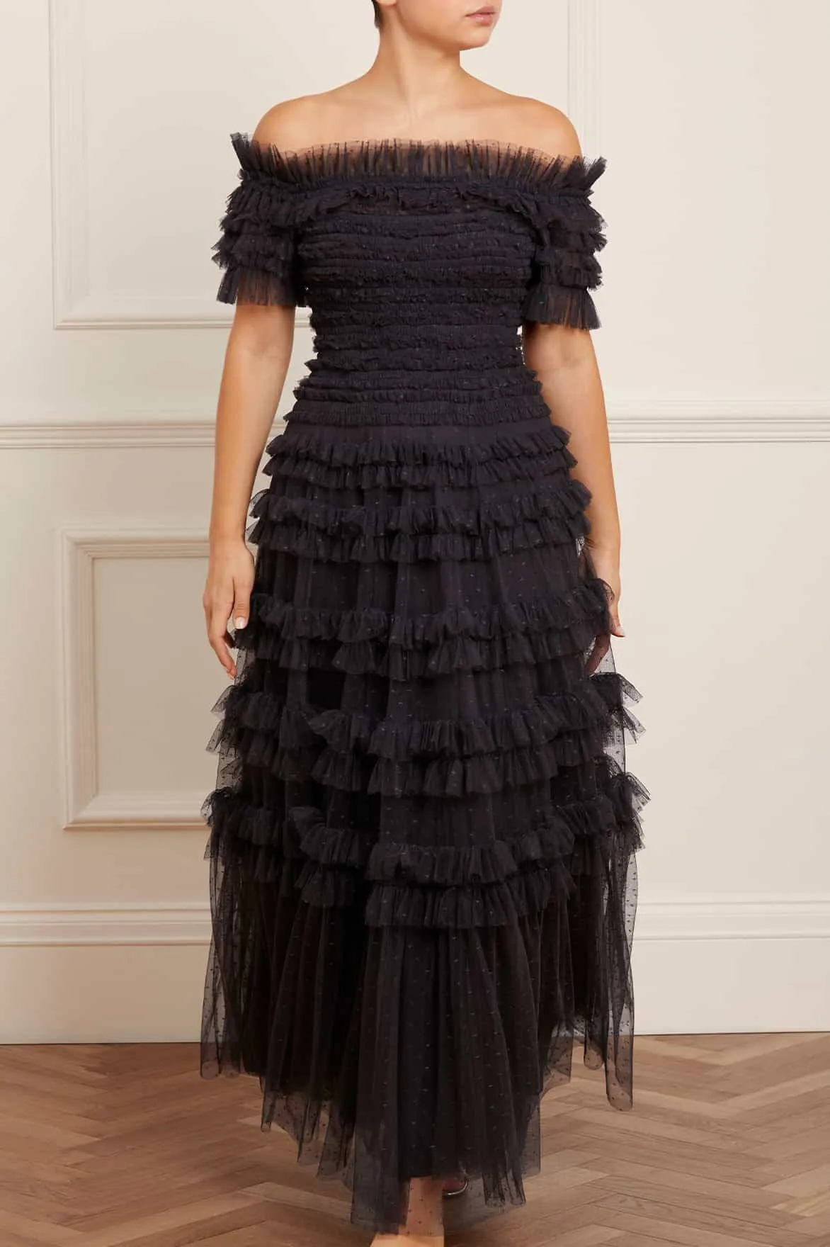 Lisette Ruffle Off Shoulder Gown Night Party