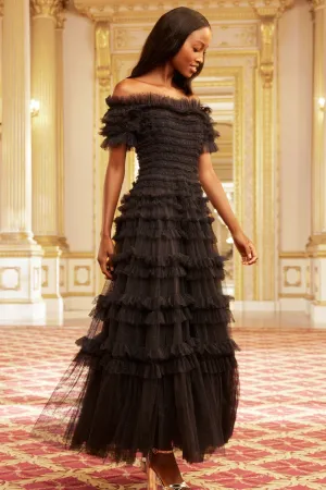 Fresh Fit Retro Mood Lisette Ruffle Off Shoulder Gown