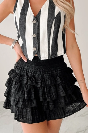 Next Era Energy Ruffle Smocked Mini Skort (Black) UV protection coating
