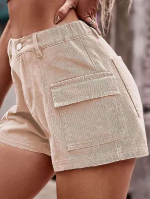 Versatile Layer FLAT POCKET ELASTIC WAIST CARGO SHORTS