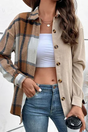 WOMEN PLAID LEOPARD BUTTONED COZY FALL SHACKET elegant design