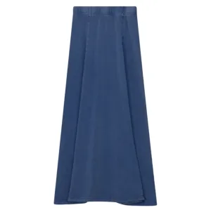 Double Layered Design Convertible Style Unclear Light Denim Wash Panel Long Skirt SB3CYT2056SL