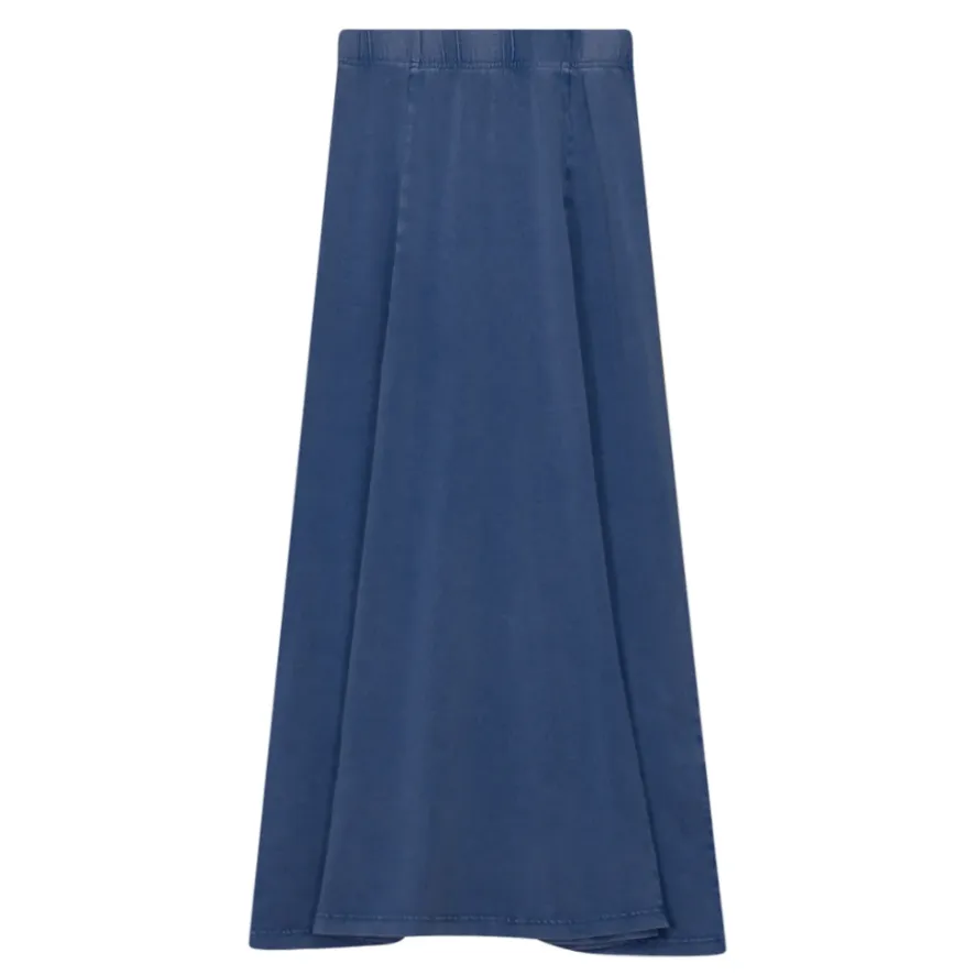 Unclear Light Denim Wash Panel Long Skirt SB3CYT2056SL Sleek Vibe Twist Front Design