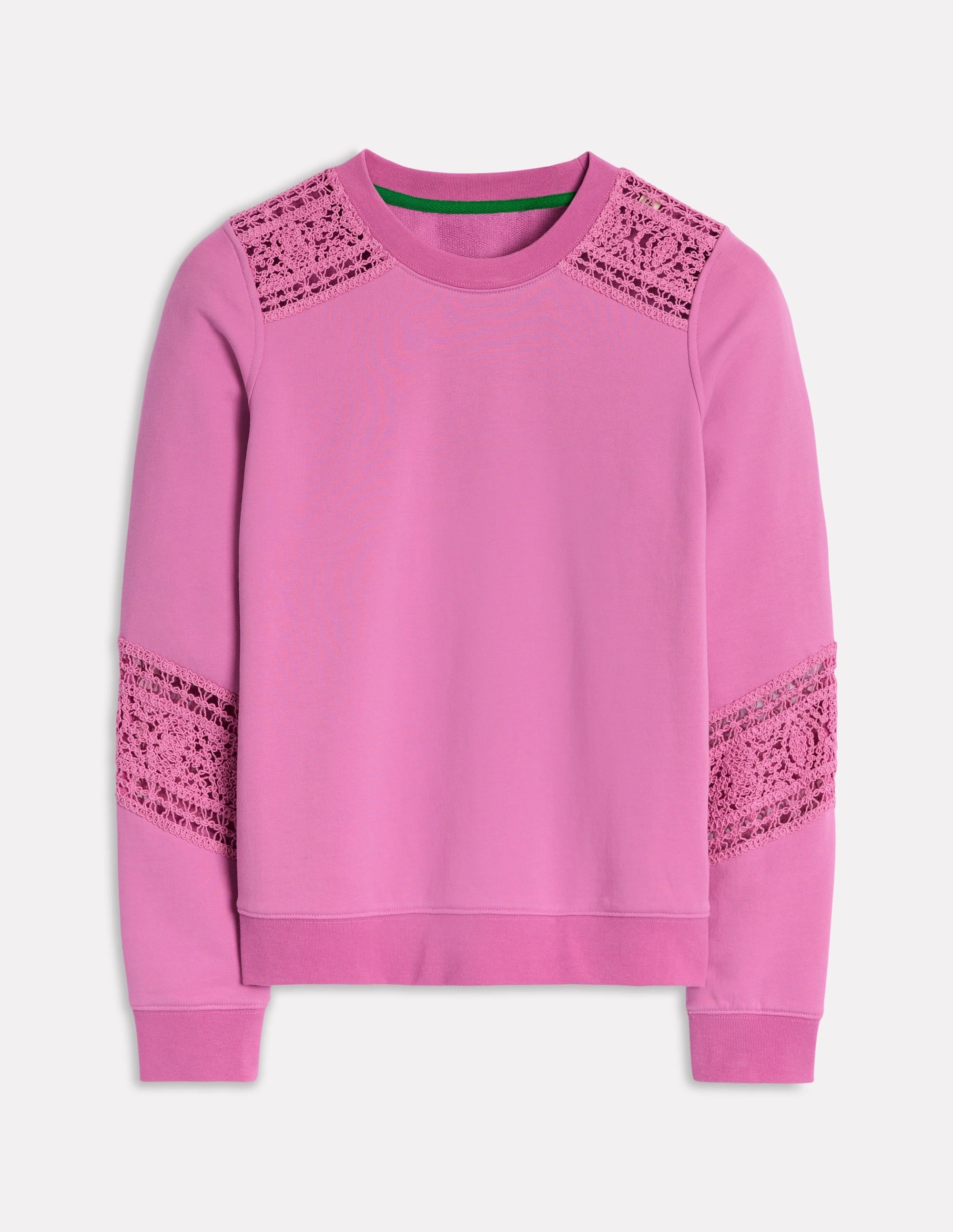 RaglanSleeve Biodegradable Fiber Crochet Trim Sweatshirt-Purple