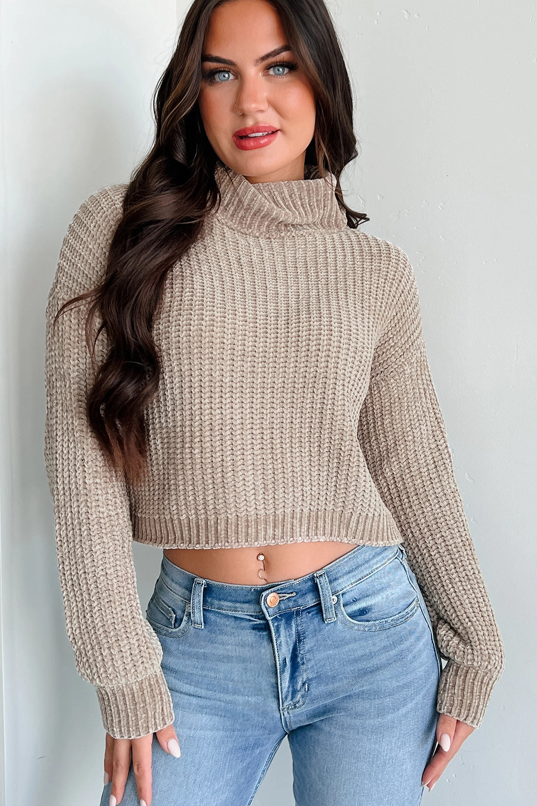 Sporty T-shirt Autumn Comforts Zenana Chenille Sweater (Stone)