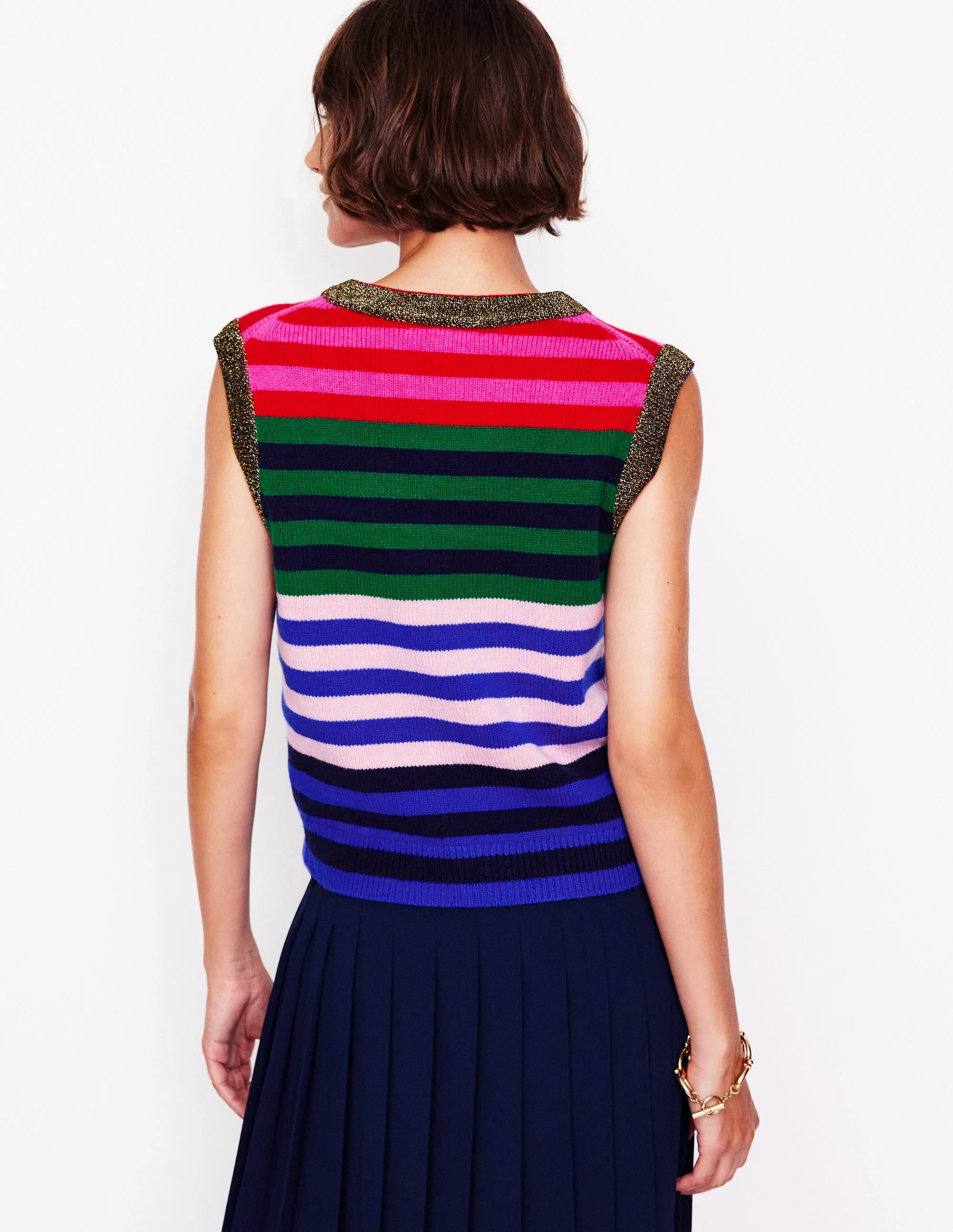 Lightweight Layer Olivia Merino Tank-Multi, Rainbow Stripe