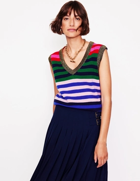 Olivia Merino Tank-Multi, Rainbow Stripe Cozy Mood Biodegradable Fabric