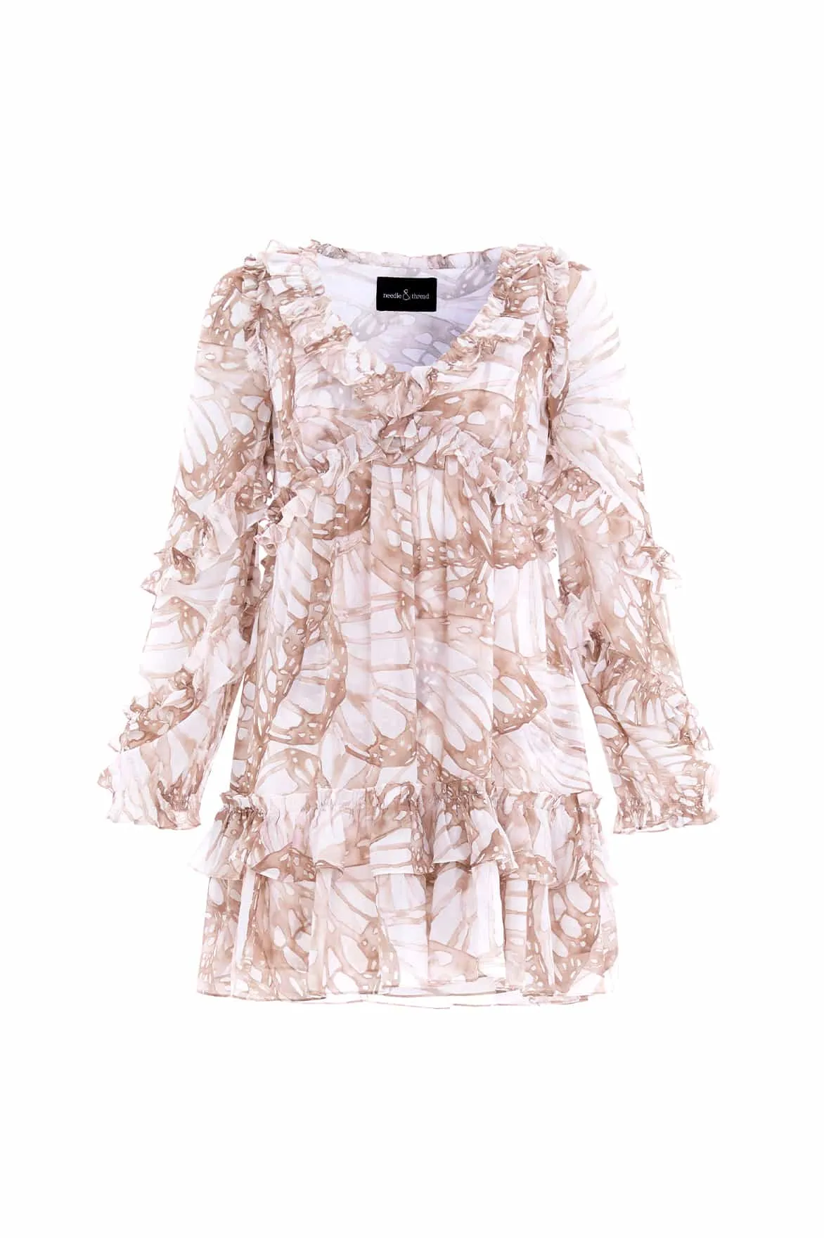 Spring Flow Event Mood Flutter Chiffon Long Sleeve Micro Mini Dress