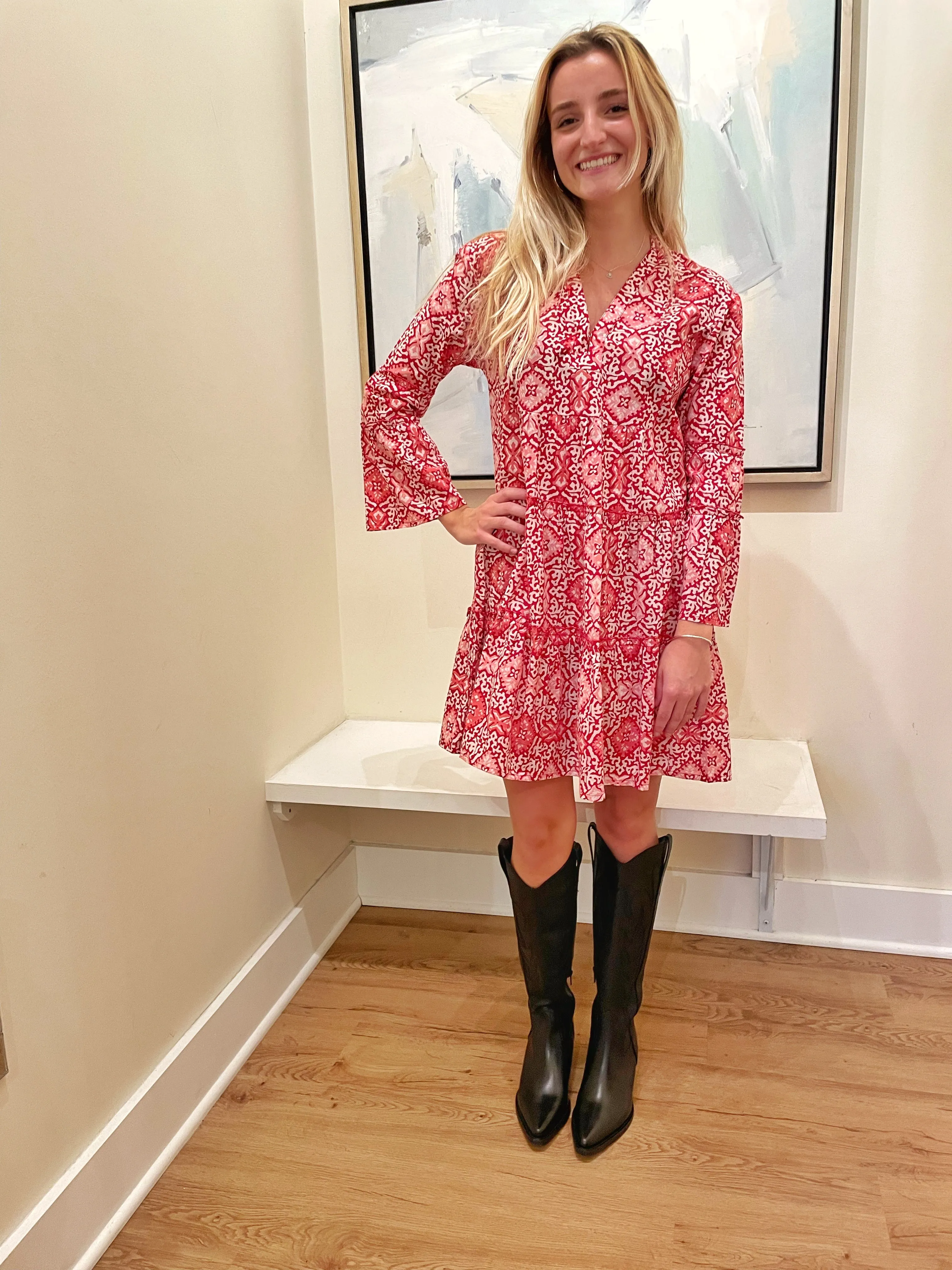 Rye Dress Cranberry Splash loose silhouette