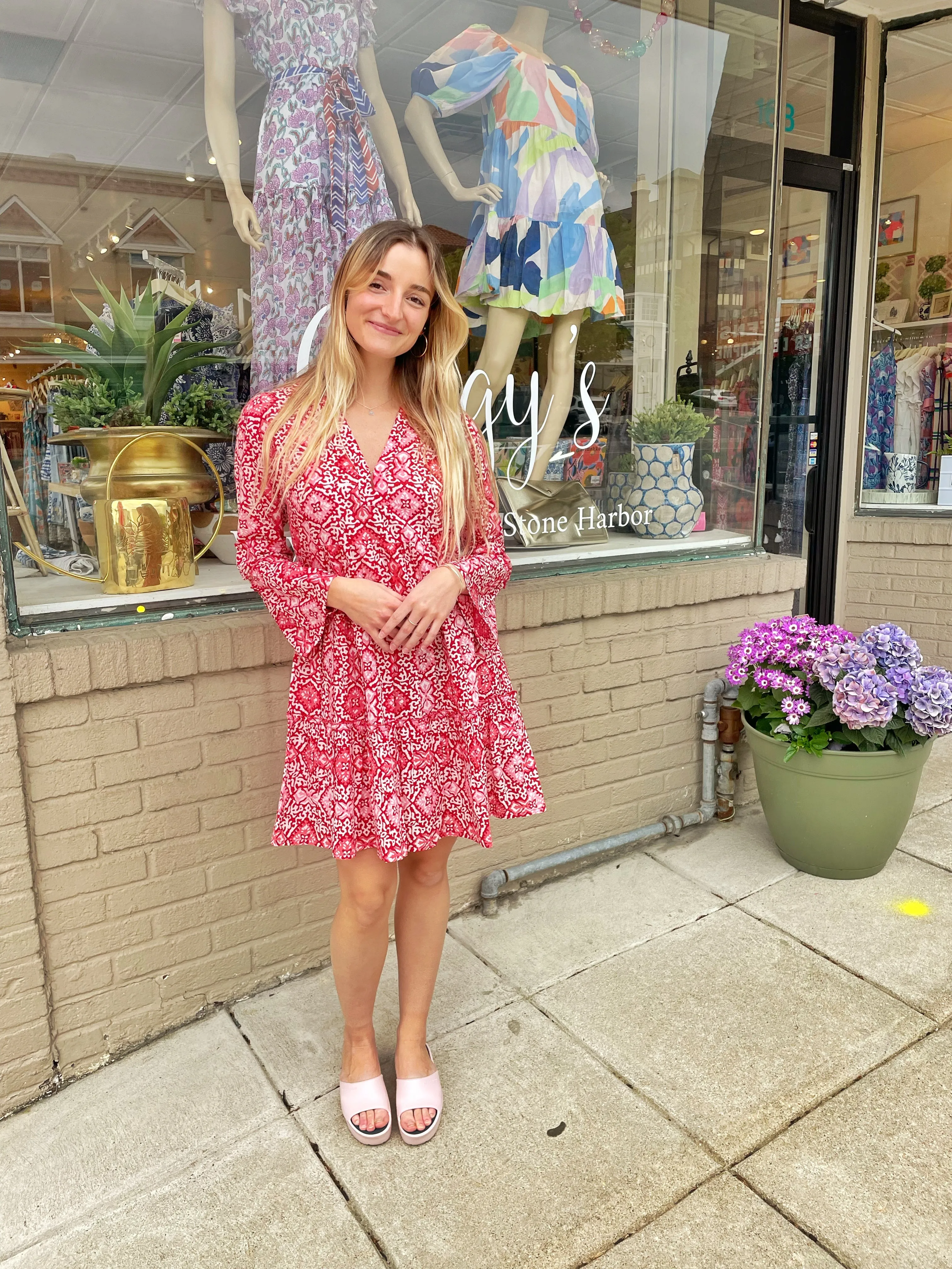 Trendy midi dress Flowy Layers Rye Dress Cranberry Splash
