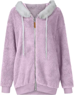 Fleece Jacket Women Sherpa-Lined Zip Up Long Sleeve Zip Up Hoodie Women Winter Jackets For Women Fall Jackets For Women 2024