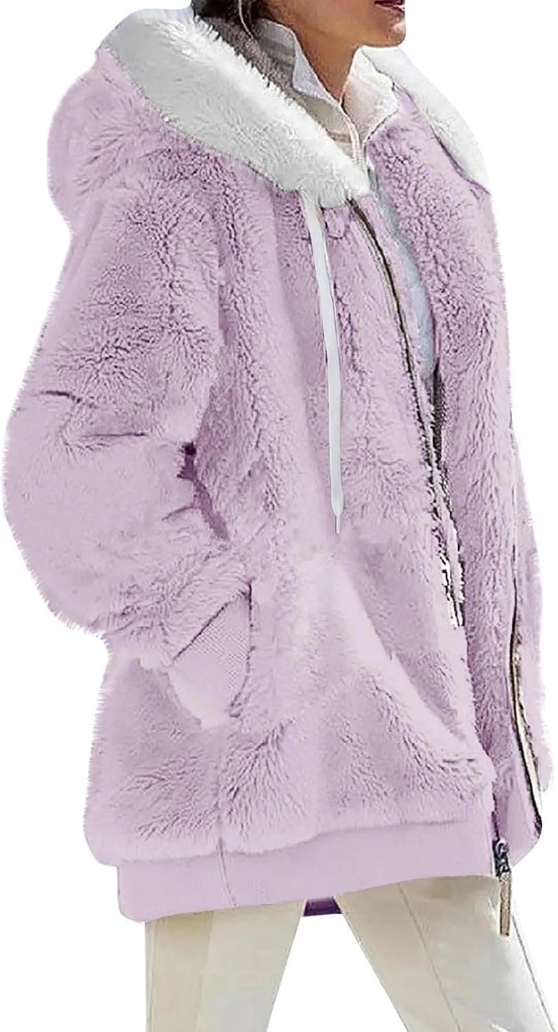 Fleece Jacket Women Sherpa-Lined Zip Up Long Sleeve Zip Up Hoodie Women Winter Jackets For Women Fall Jackets For Women 2024
