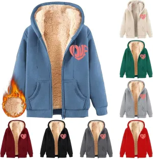 Fleece Solid Jacket For Women Solid Color Hooded Plus Size Coat Women'S Lamb Fleece Jackets Women'S Fleece Jackets