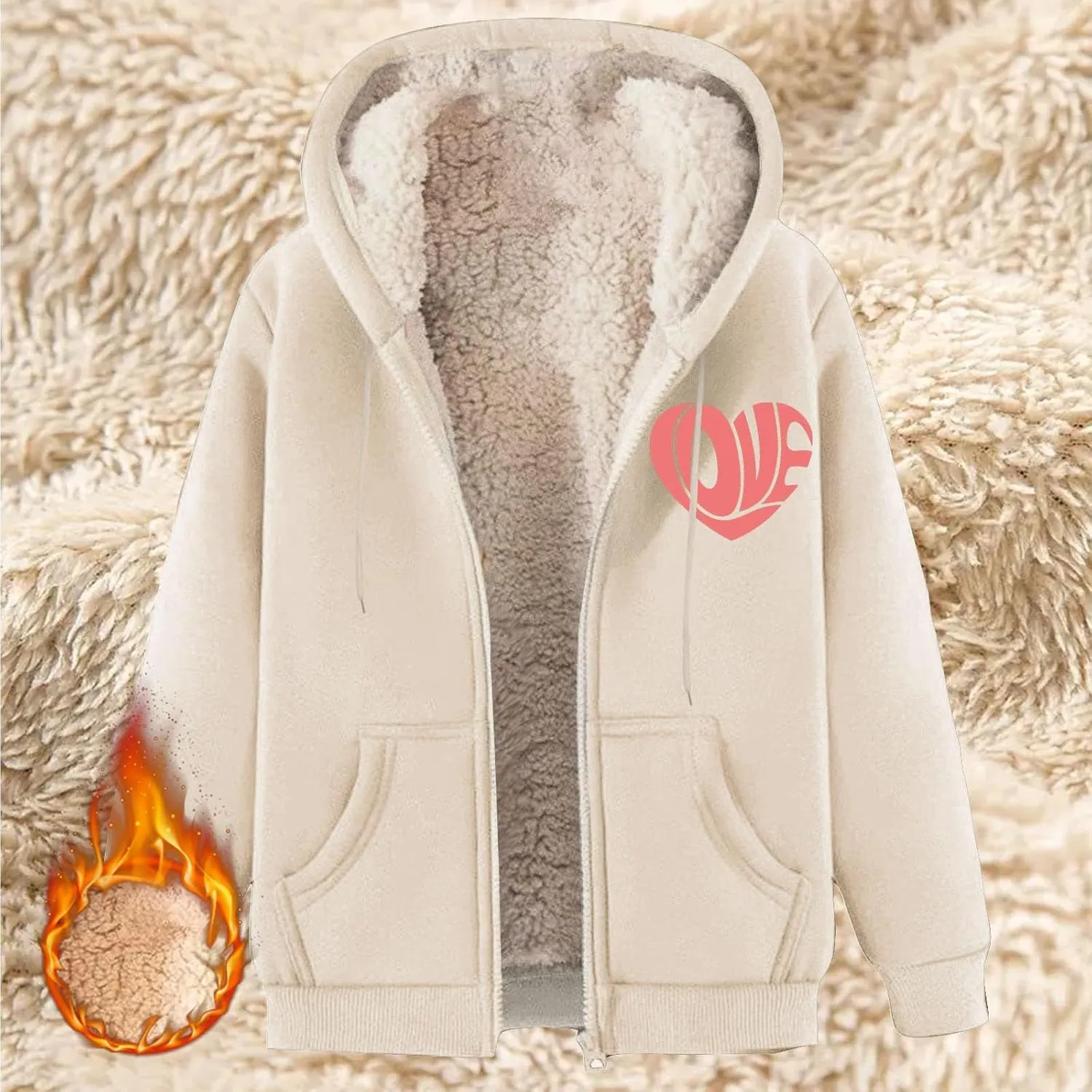 Fleece Solid Jacket For Women Solid Color Hooded Plus Size Coat Women'S Lamb Fleece Jackets Women'S Fleece Jackets