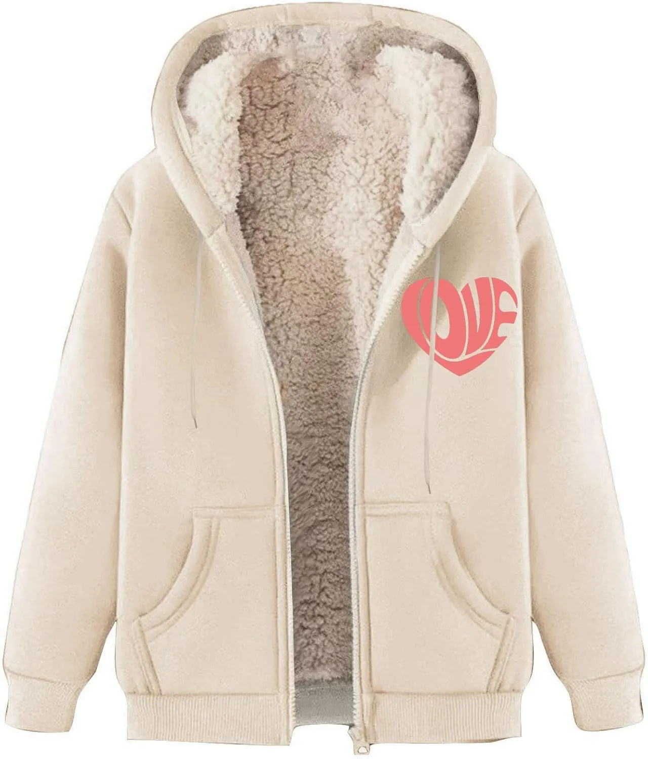 Fleece Solid Jacket For Women Solid Color Hooded Plus Size Coat Women'S Lamb Fleece Jackets Women'S Fleece Jackets