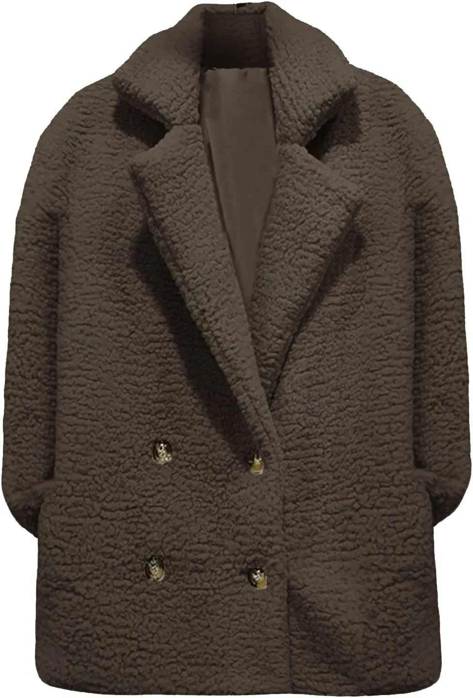 Fleece Womens Jacket Faux Cardigan Loose Turn Down Button Coat Fleece Jackets Long Sleeve Fleece Women Polar Fleece